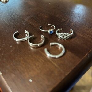 Silver and silver tone toe rings